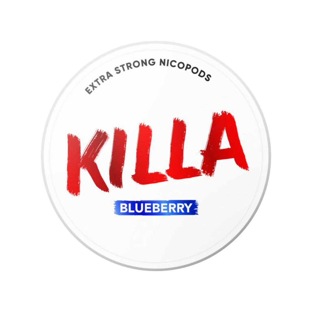 Killa Blueberry – nikotinové sáčky s plnou chutí zralých borůvek, jemně sladké a svěží, intenzivní nikotinový zážitek