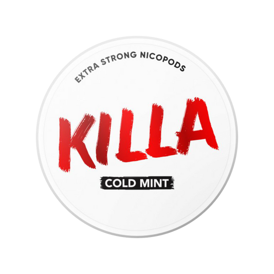 Killa Cold Mint – nikotinové sáčky s intenzivní mátou a ledovým mentolovým efektem, dlouhotrvající svěžest a silný nikotinový zážitek