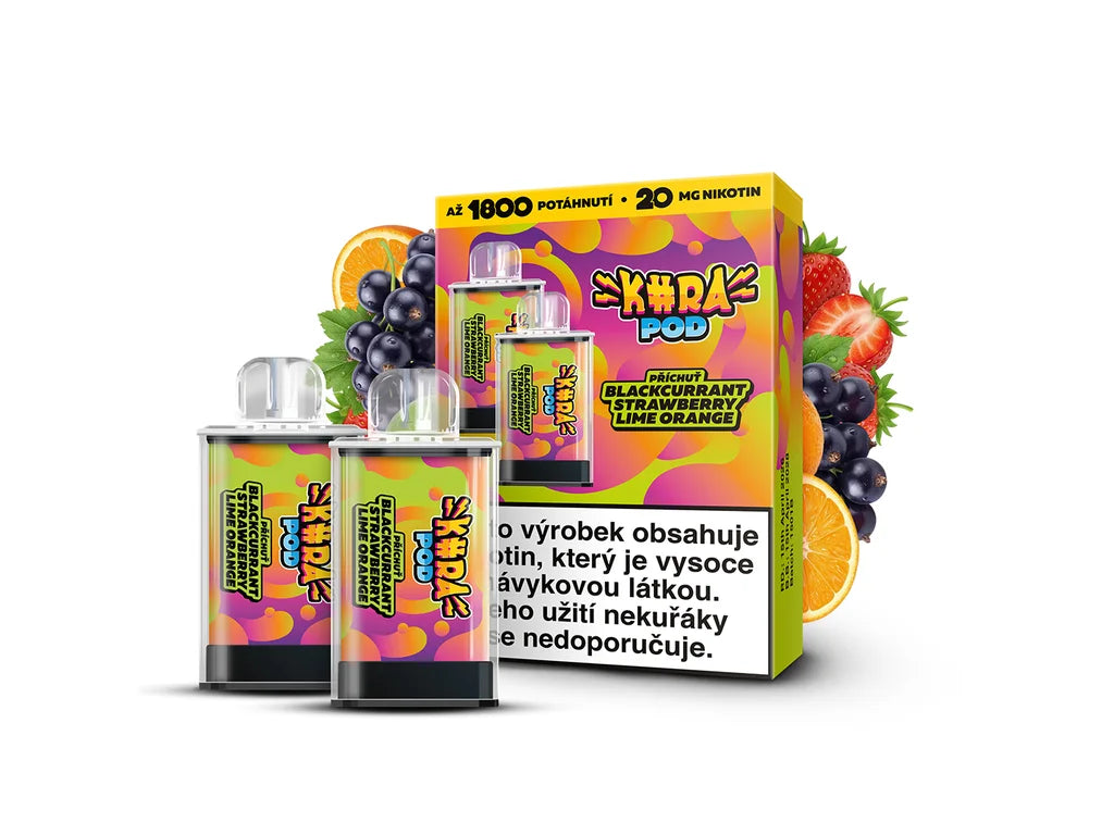 A POD Blackcurrant Strawberry Lime Orange předplněné náhradní pody s příchutí černý rybíz, jahoda, limetka a pomeranč, 20 mg/ml