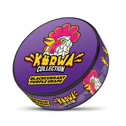 Nikotinové sáčky Kurwa Collection Blackcurrant Purple Grape – kombinace černého rybízu a hroznů, slim formát