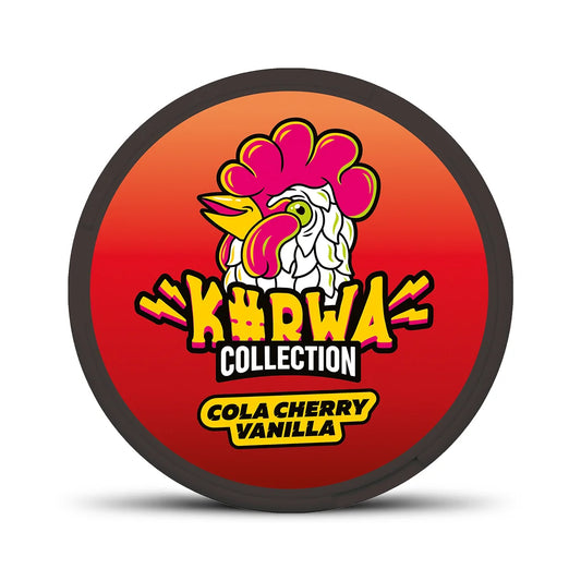 KURWA COLLECTION Cola Cherry Vanilla nikotinové sáčky s colou, třešní a vanilkou, 12 mg na sáček