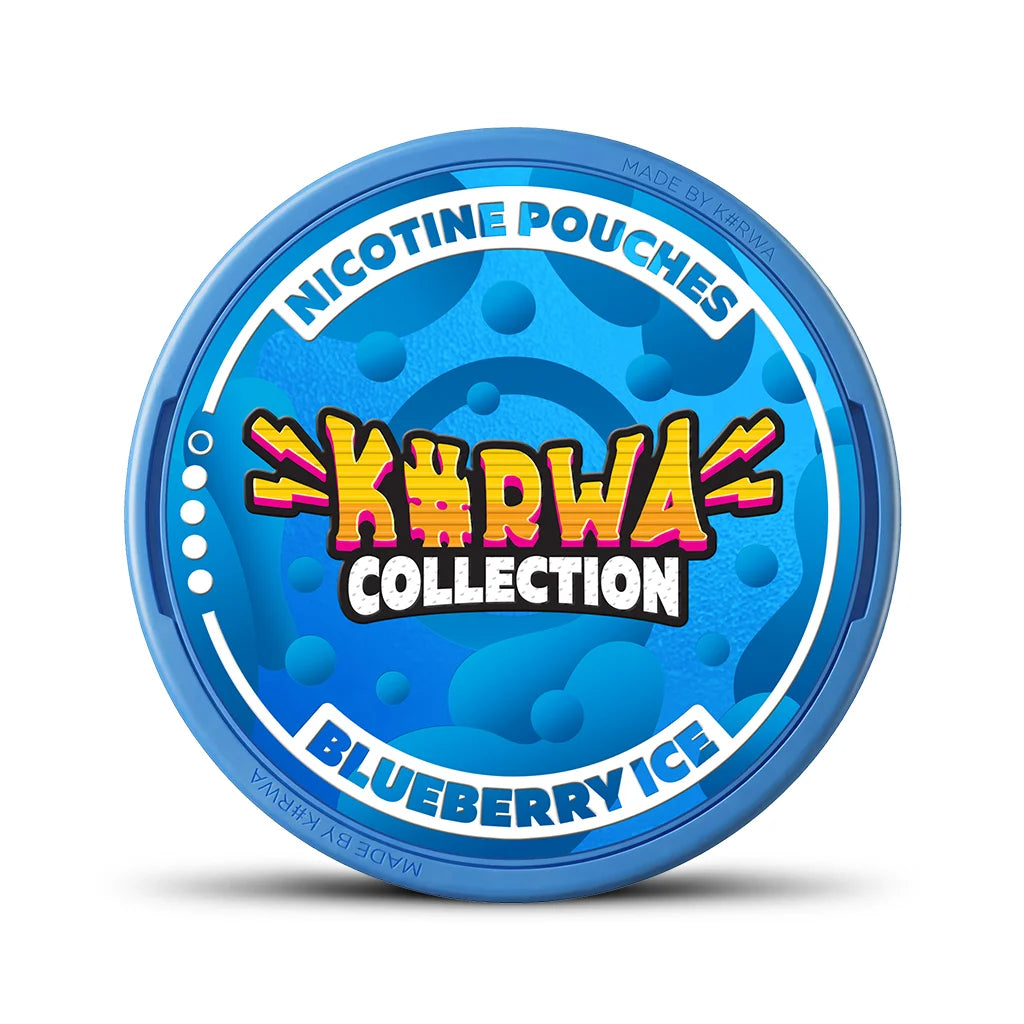 Detail dózy KURWA COLLECTION Blueberry Ice s příchutí borůvek a obsahem 12 mg nikotinu v sáčku