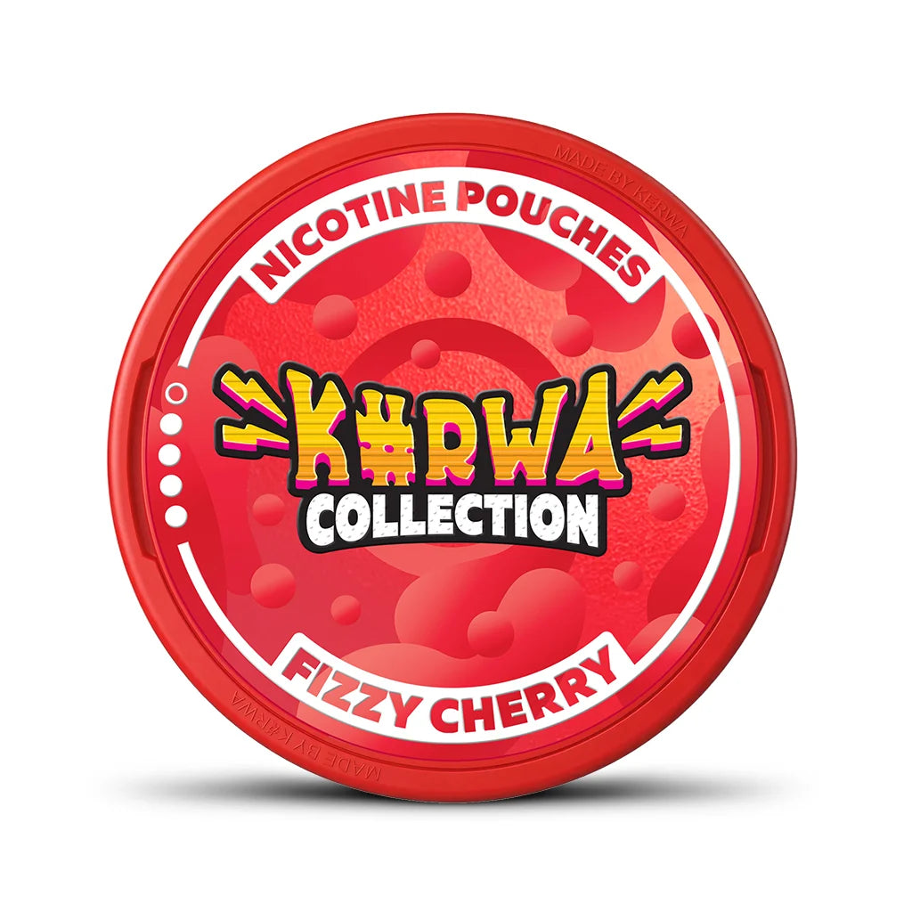 Detail balení KURWA COLLECTION Fizzy Cherry s třešňovou příchutí a obsahem 12 mg nikotinu v sáčku