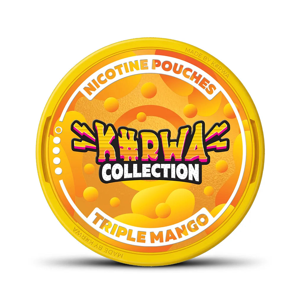 Detail balení KURWA COLLECTION Triple Mango s tropickou příchutí a obsahem 12 mg nikotinu v sáčku