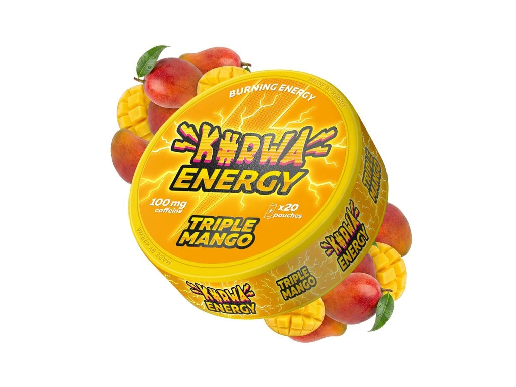 Detail kofeinového sáčku KURWA ENERGY TRIPLE MANGO