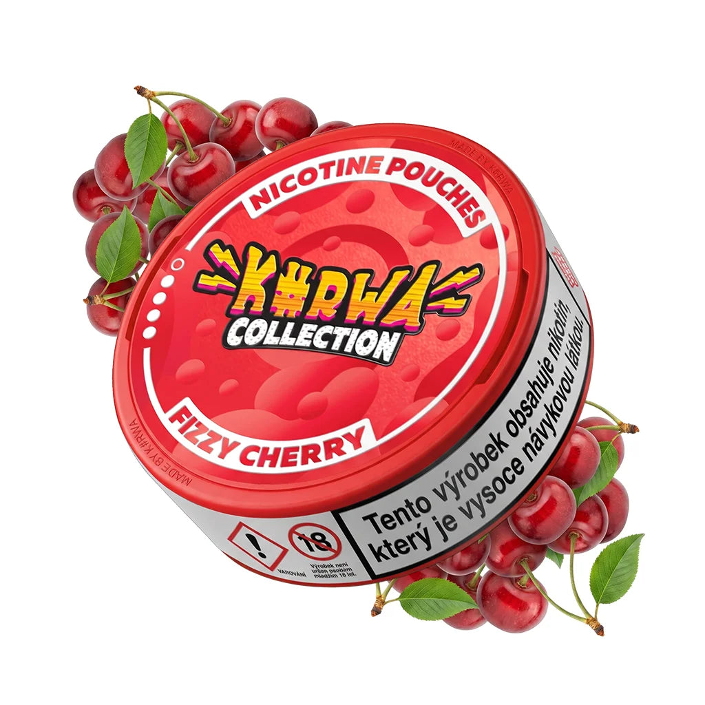 KURWA Fizzy Cherry slim nikotinové sáčky, dóza s 20 sáčky po 0,8 g