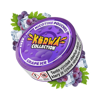 KURWA Grape Ice slim nikotinové sáčky, dóza s 20 sáčky a chladivou hroznovou příchutí