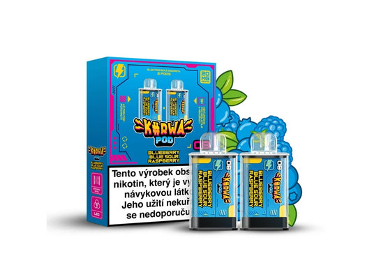 KURWA POD Blueberry Blue Sour Raspberry kapsle 20 mg nikotinu na ml – ovocná kombinace sladkých borůvek a lehce kyselé maliny, ideální pro hladký potah s nikotinovou solí 20 mg/ml a výrazný vapingový zážitek