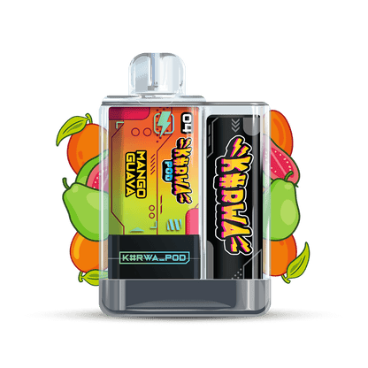 KURWA Pod Kit Mango Guava – dobíjecí POD systém s USB-C, kombinace manga a guavy, až 700 potahů, elektronická cigareta