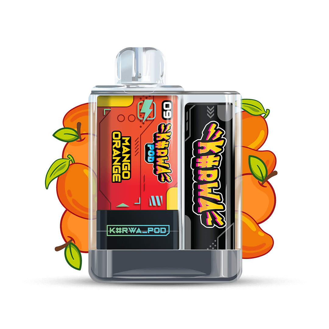 KURWA Pod Kit Mango Orange – dobíjecí POD systém s USB-C, kombinace manga a pomeranče, elektronická cigareta, 700 puffs