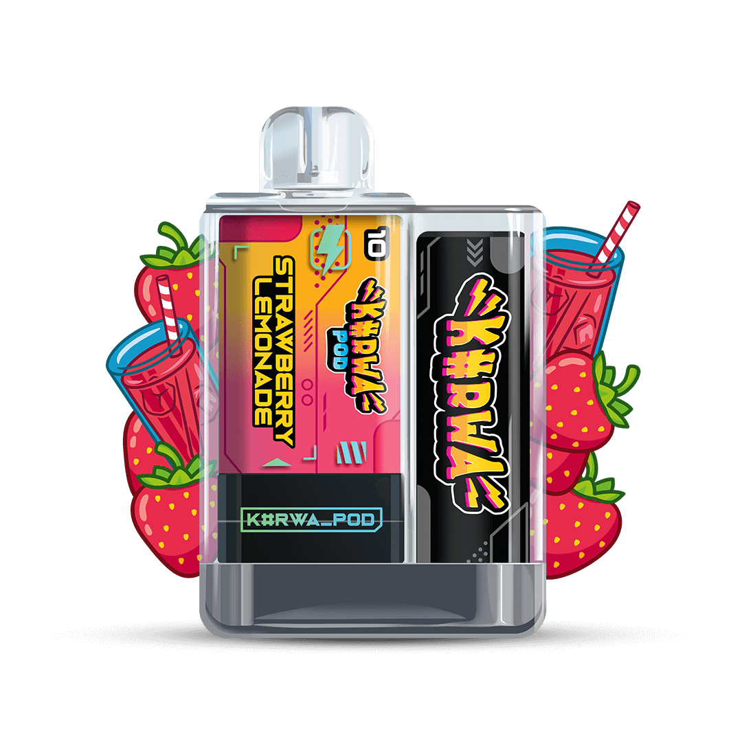 KURWA Pod Kit Strawberry Lemonade – dobíjecí POD systém s USB-C, kombinace jahod a citronu, až 700 potahů, elektronická cigareta