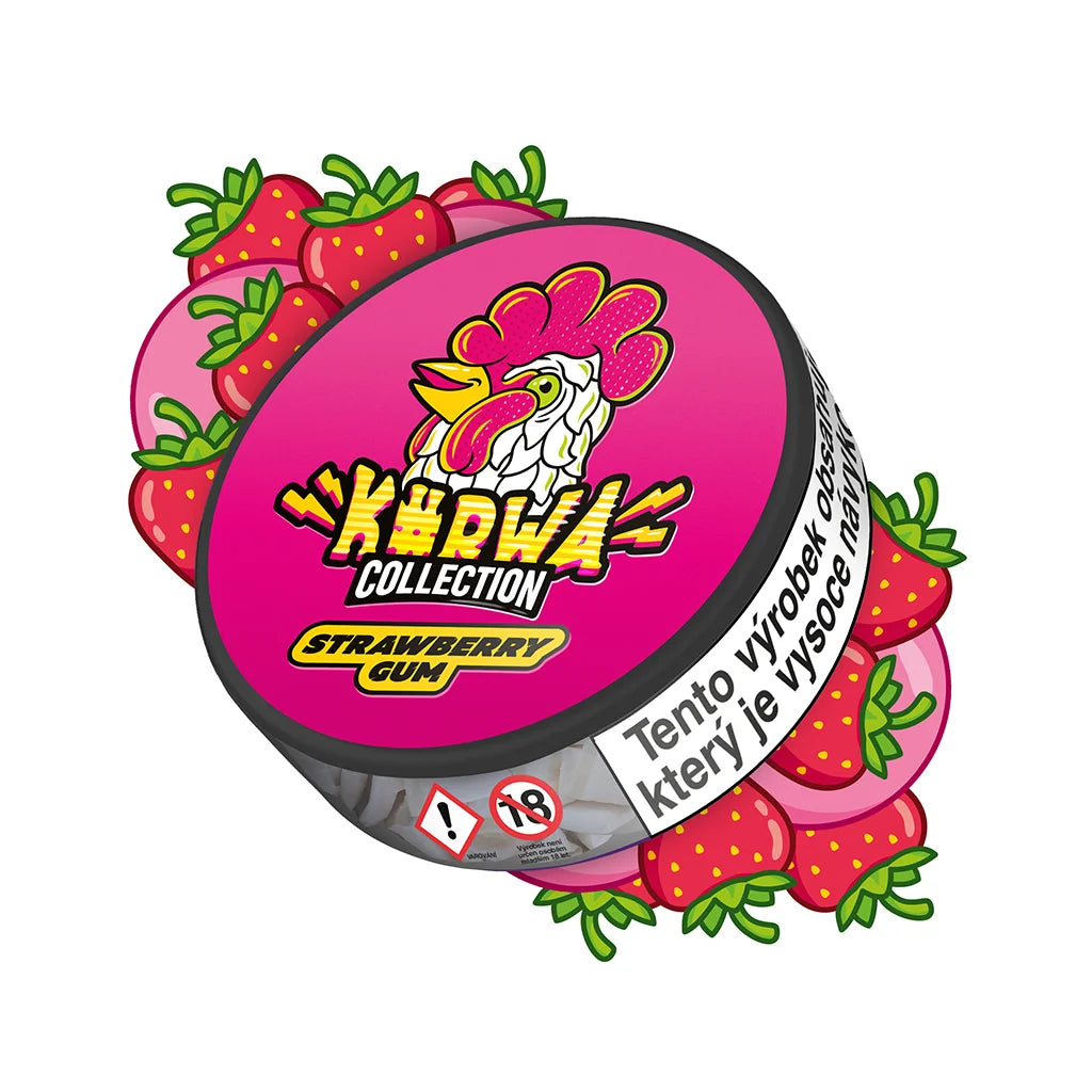 KURWA Strawberry Gum slim nikotinové sáčky se sladkou jahodovou chutí, balení 20 kusů