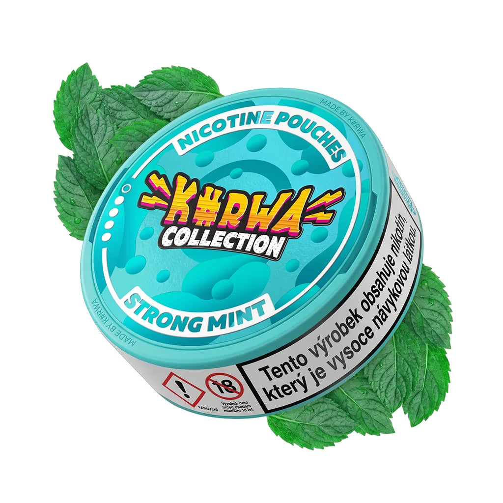 KURWA Strong Mint slim nikotinové sáčky, dóza s 20 sáčky a chladivou mátovou příchutí