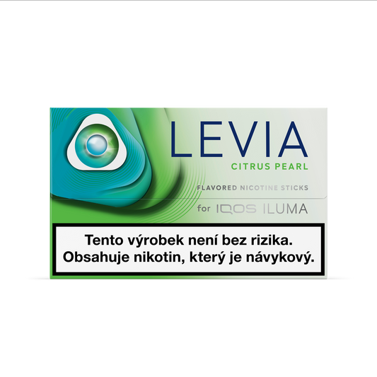 Krabička LEVIA Citrus Pearl s 20 beztabákovými nikotinovými náplněmi s citrusovou příchutí a mátovou kapslí pro IQOS ILUMA