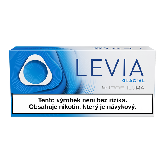 Karton LEVIA Glacial s 10 krabičkami a 200 beztabákovými nikotinovými náplněmi s intenzivní mentolovou příchutí pro IQOS ILUMA
