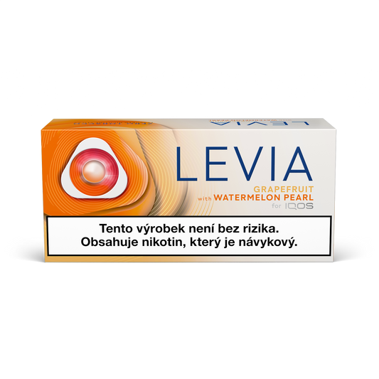 Karton LEVIA Grapefruit with Watermelon Pearl obsahující 10 krabiček a 200 beztabákových nikotinových náplní pro IQOS ILUMA