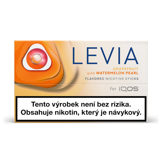 Krabička beztabákových nikotinových náplní LEVIA Grapefruit with Watermelon Pearl s příchutí grepu a melounovou kapslí pro IQOS ILUMA