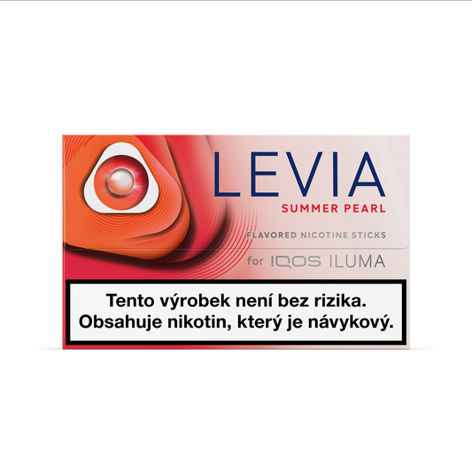 Krabička LEVIA Summer Pearl s 20 beztabákovými nikotinovými náplněmi s jahodovou příchutí a melounovou kapslí pro IQOS ILUMA
