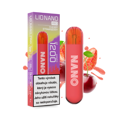 LIO NANO PRO Cherry Strawberry jednorázová elektronická cigareta s příchutí třešní a jahod