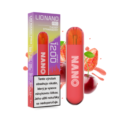 LIO NANO PRO Cherry Strawberry jednorázová elektronická cigareta s příchutí třešní a jahod