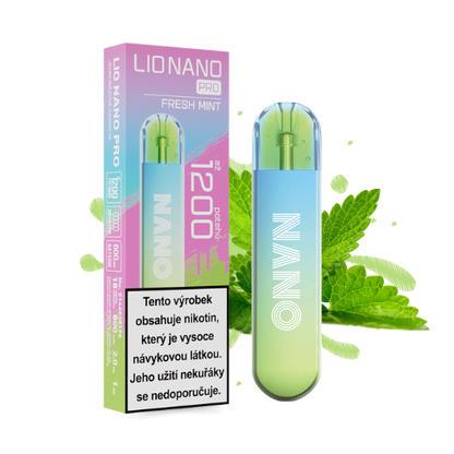 LIO NANO PRO Fresh Mint jednorázová elektronická cigareta s intenzivní mátovou příchutí