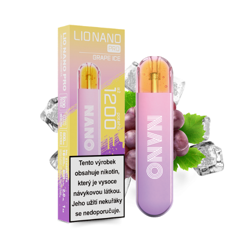 LIO NANO PRO Grape Ice jednorázová elektronická cigareta s příchutí hroznového vína a chladivým efektem