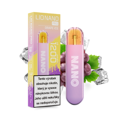 LIO NANO PRO Grape Ice jednorázová elektronická cigareta s příchutí hroznového vína a chladivým efektem