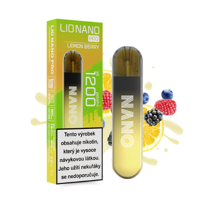 LIO NANO PRO Lemon Berry jednorázová elektronická cigareta s lesním ovocem a citronem