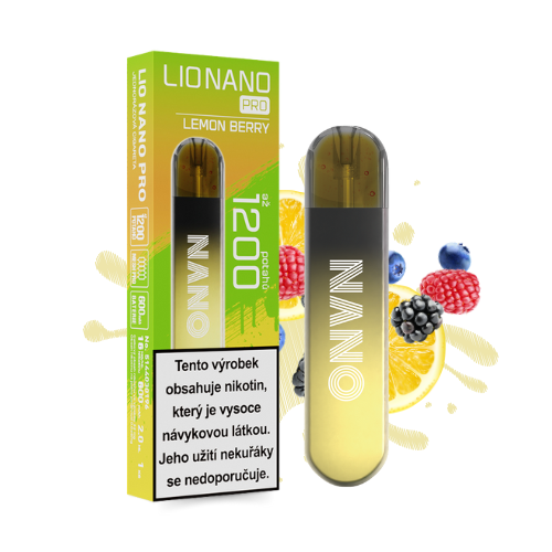 LIO NANO PRO Lemon Berry jednorázová elektronická cigareta s lesním ovocem a citronem