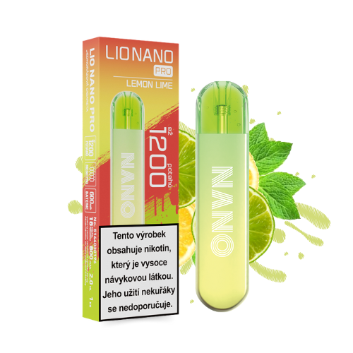 LIO NANO PRO Lemon Lime jednorázová elektronická cigareta s příchutí citronu a limetky