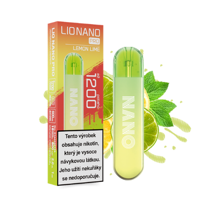LIO NANO PRO Lemon Lime jednorázová elektronická cigareta s příchutí citronu a limetky