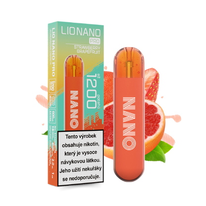 LIO NANO PRO Strawberry Grapefruit jednorázová elektronická cigareta s jahodou a grapefruitem