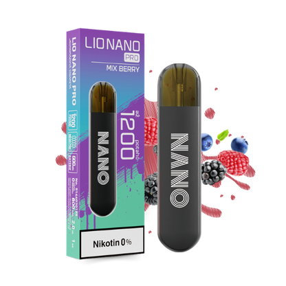LIO NANO PRO ZERO Mix Berry beznikotinová jednorázová elektronická cigareta s lesním ovocem