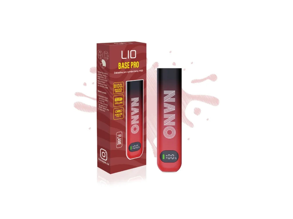 Červená POD e-cigareta LIO POD BASE PRO Flame 550 mAh s barevným displejem
