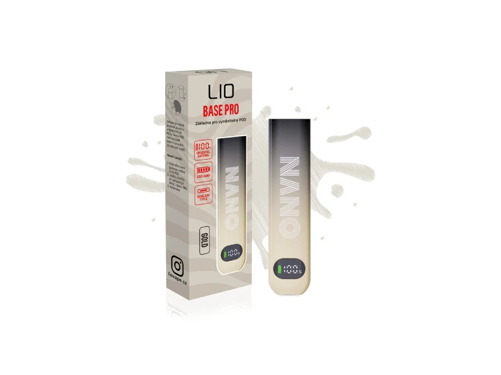 Zlatá POD e-cigareta LIO POD BASE PRO Gold 550 mAh s barevným displejem