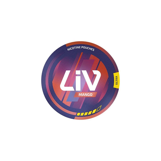 Nikotinové sáčky LIV Mango Ultra se sladkou chutí zralého manga, lehce krémovým nádechem a plnějším dozvukem, 12 mg nikotinu na sáček
