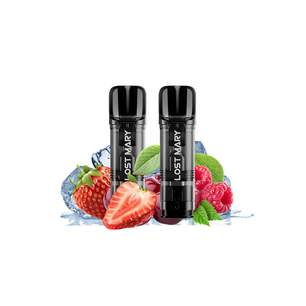 Lost Mary Glayce Strawberry Raspberry Cherry Ice předplněné pody 2 ks s jahodou, malinou a třešní