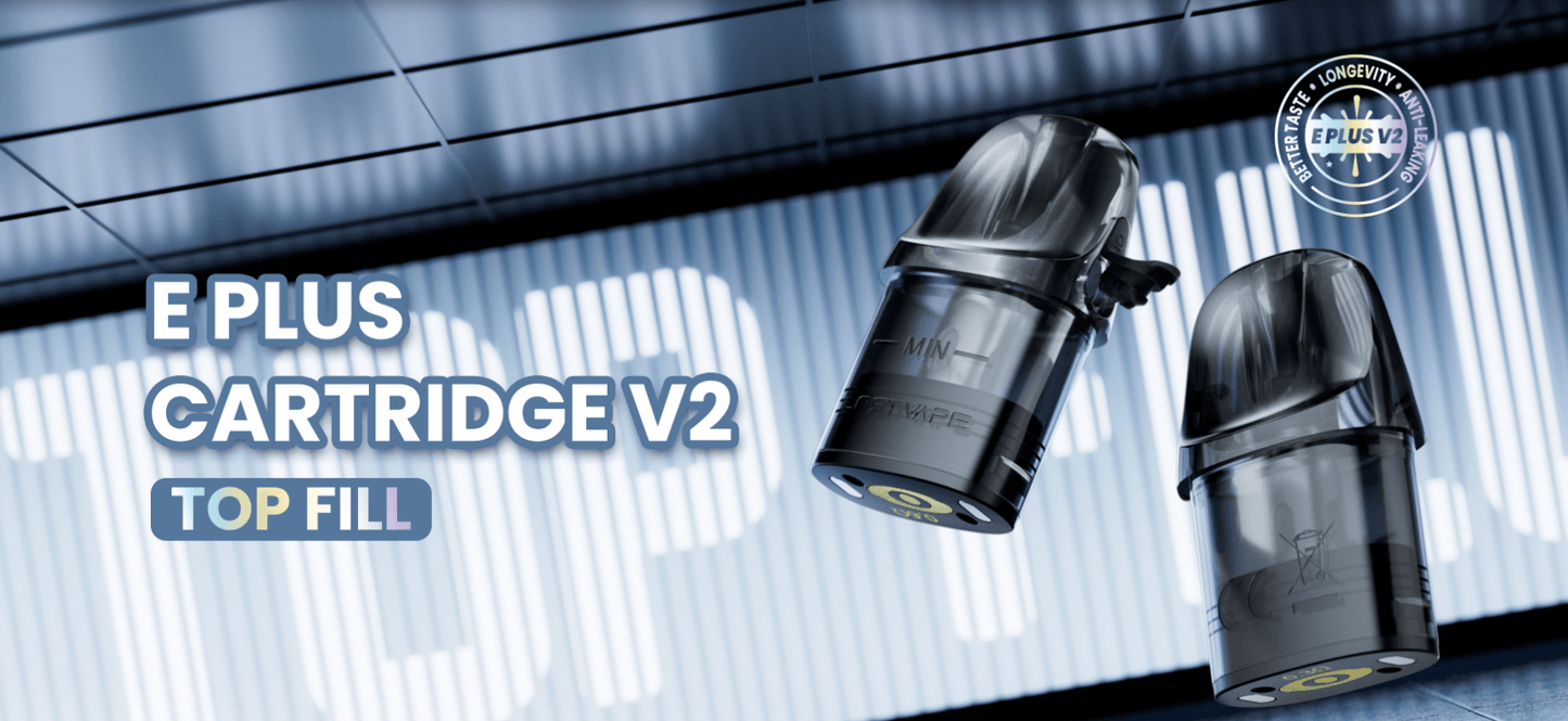 Náhradní Lost Vape E-Plus V2 Top Fill cartridge s objemem 2 ml a integrovanou mesh žhavicí hlavou