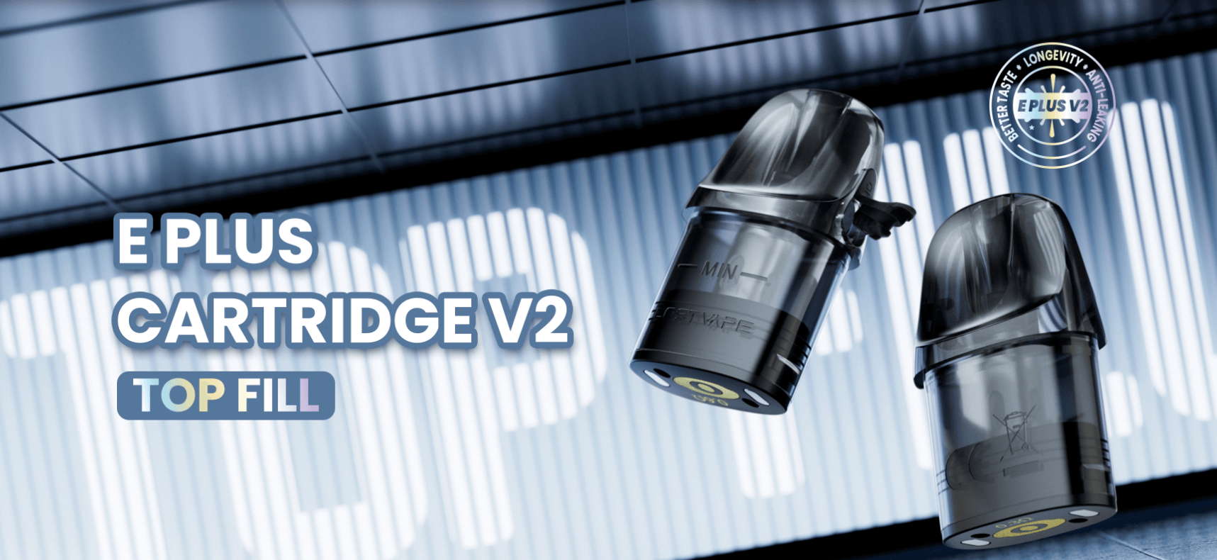 Náhradní Lost Vape E-Plus V2 Top Fill cartridge s objemem 2 ml a integrovanou mesh žhavicí hlavou