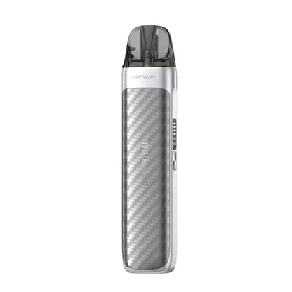 Stříbrná elektronická cigareta Lost Vape Thelema Aura S Carbon Silver s karbonovým dekorem