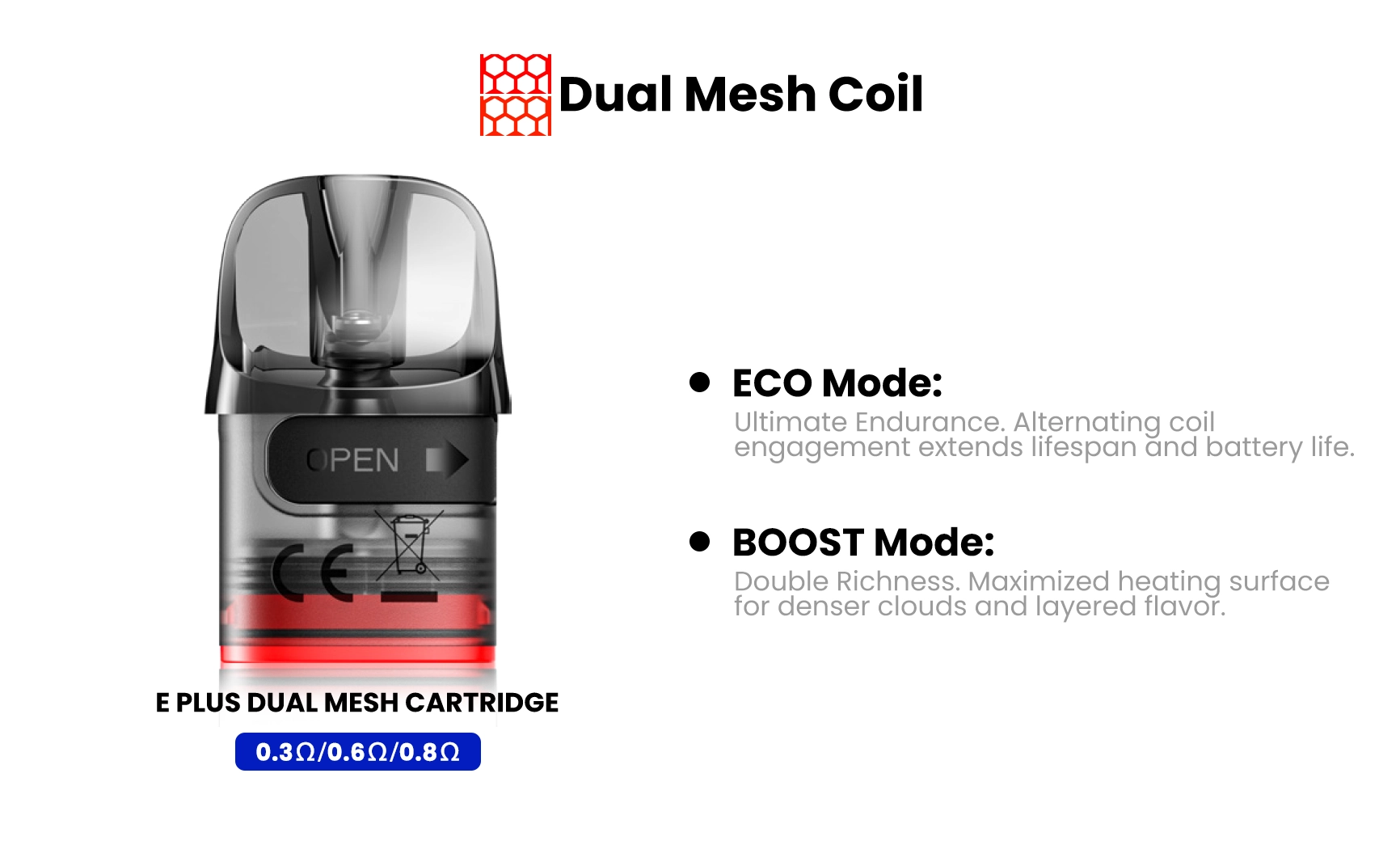 Cartridge E-Plus Dual Mesh pro Lost Vape Thelema Aura S s režimy ECO a BOOST