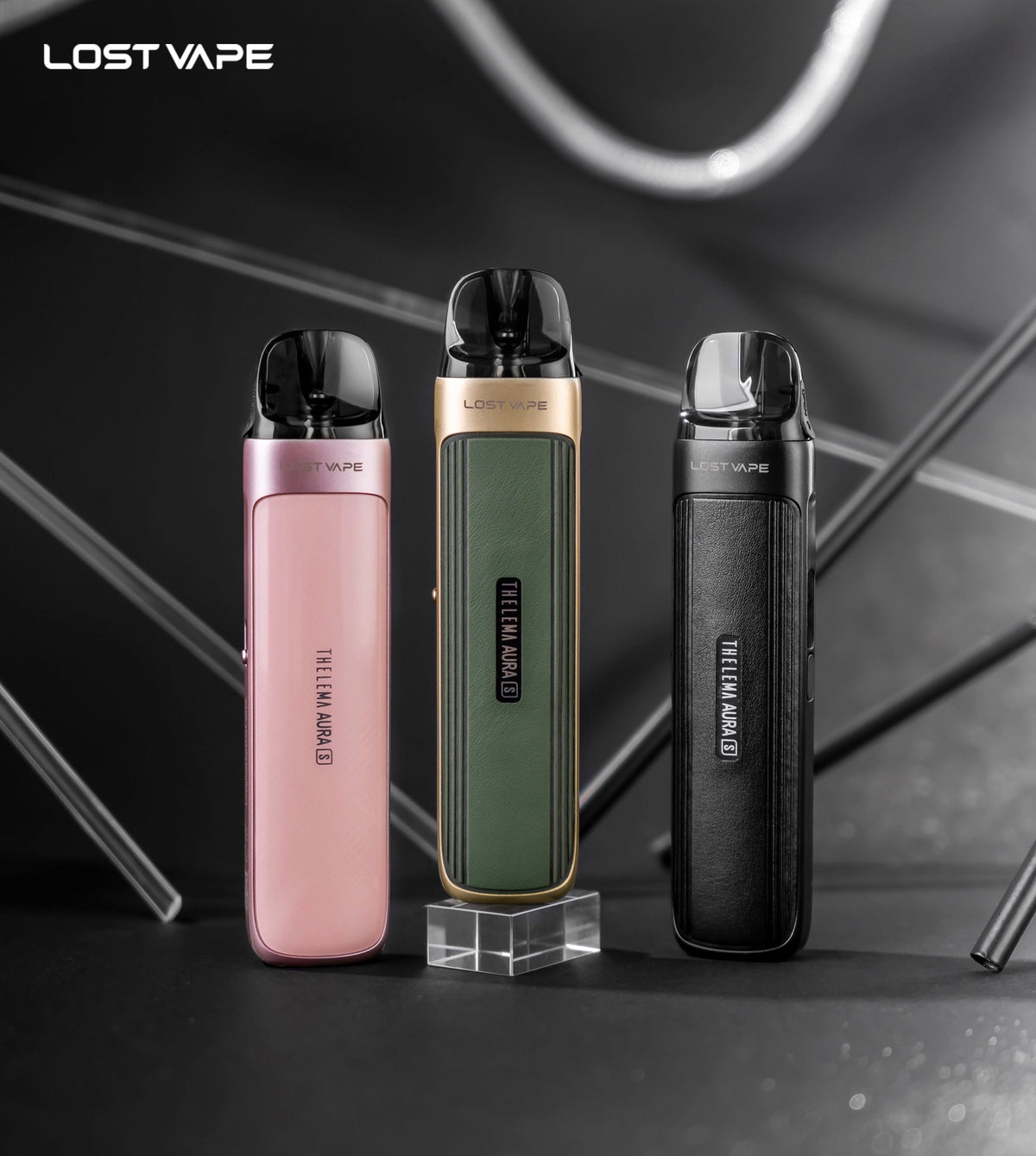 Lost Vape Thelema Aura S v barvách Pastel Pink, Dawn Forest a Leather Black