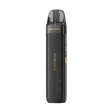 Černá elektronická cigareta Lost Vape Thelema Aura S Wooden Black s dekorem dřeva