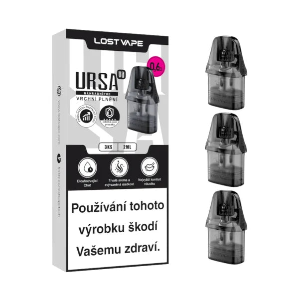 Lost Vape Ursa V3 Top Fill cartridge 0,6 ohm v balení po 3 kusech pro volnější RDL potah