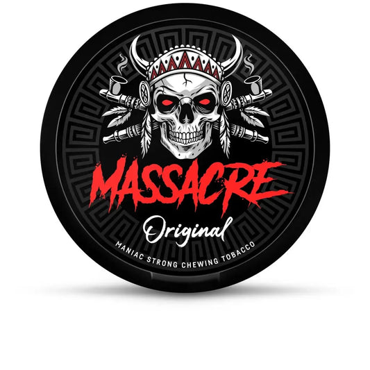 MASSACRE Original žvýkací tabák 37,5 mg/g s příchutí máty a tabáku, 27 mg nikotinu na sáček