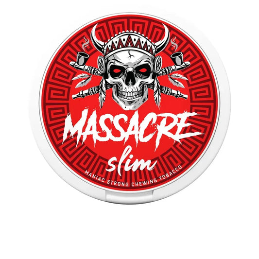MASSACRE Slim žvýkací tabák 37,5 mg/g s příchutí máty a tabáku, 22,5 mg nikotinu na sáček