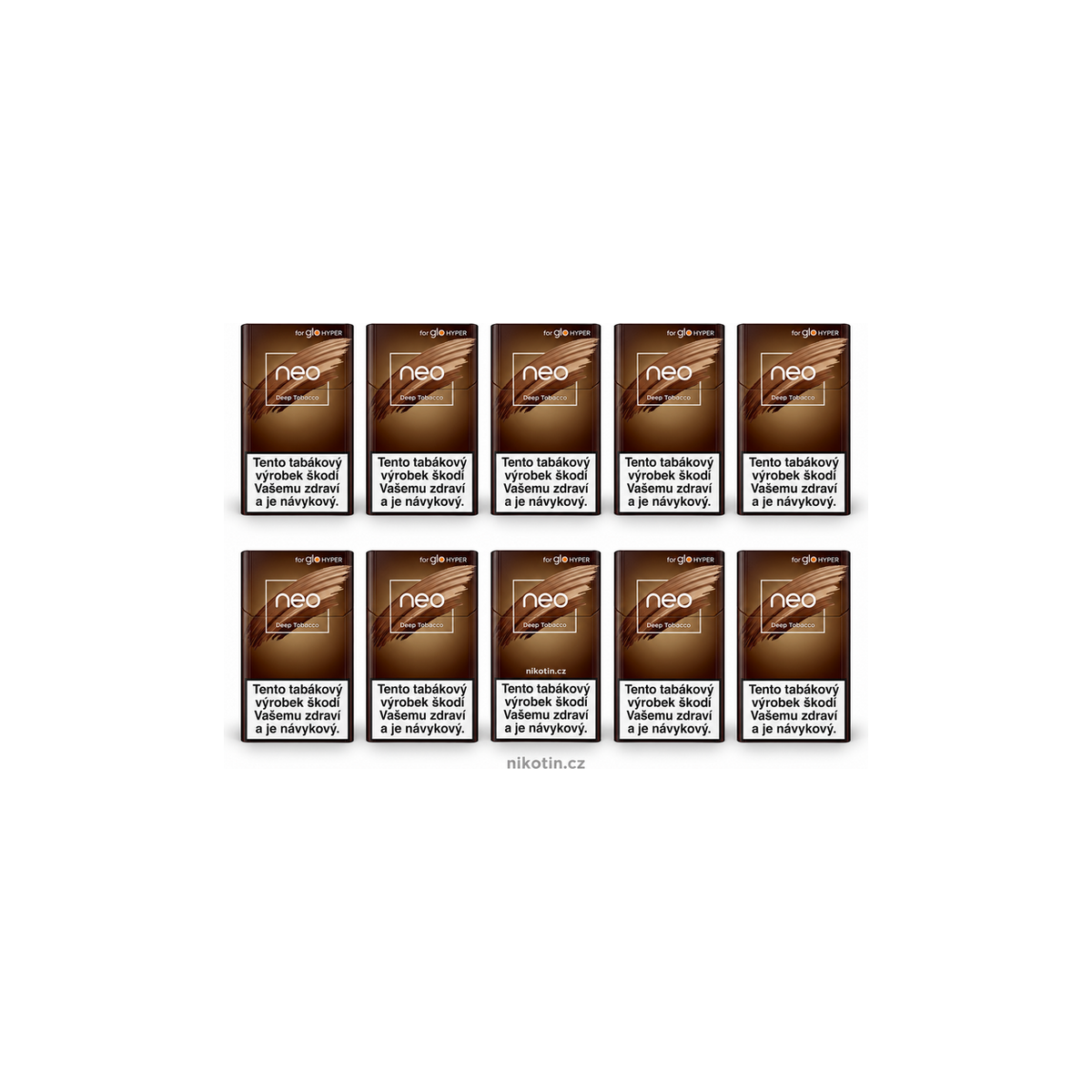 neo Deep Tobacco karton – 10 krabiček a 200 tabákových náplní s plnou chutí pro glo Hyper