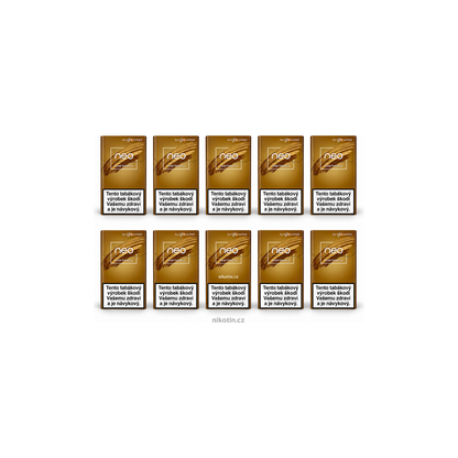 neo Gold Tobacco karton – 10 krabiček a 200 jemných tabákových náplní kompatibilních s glo Hyper