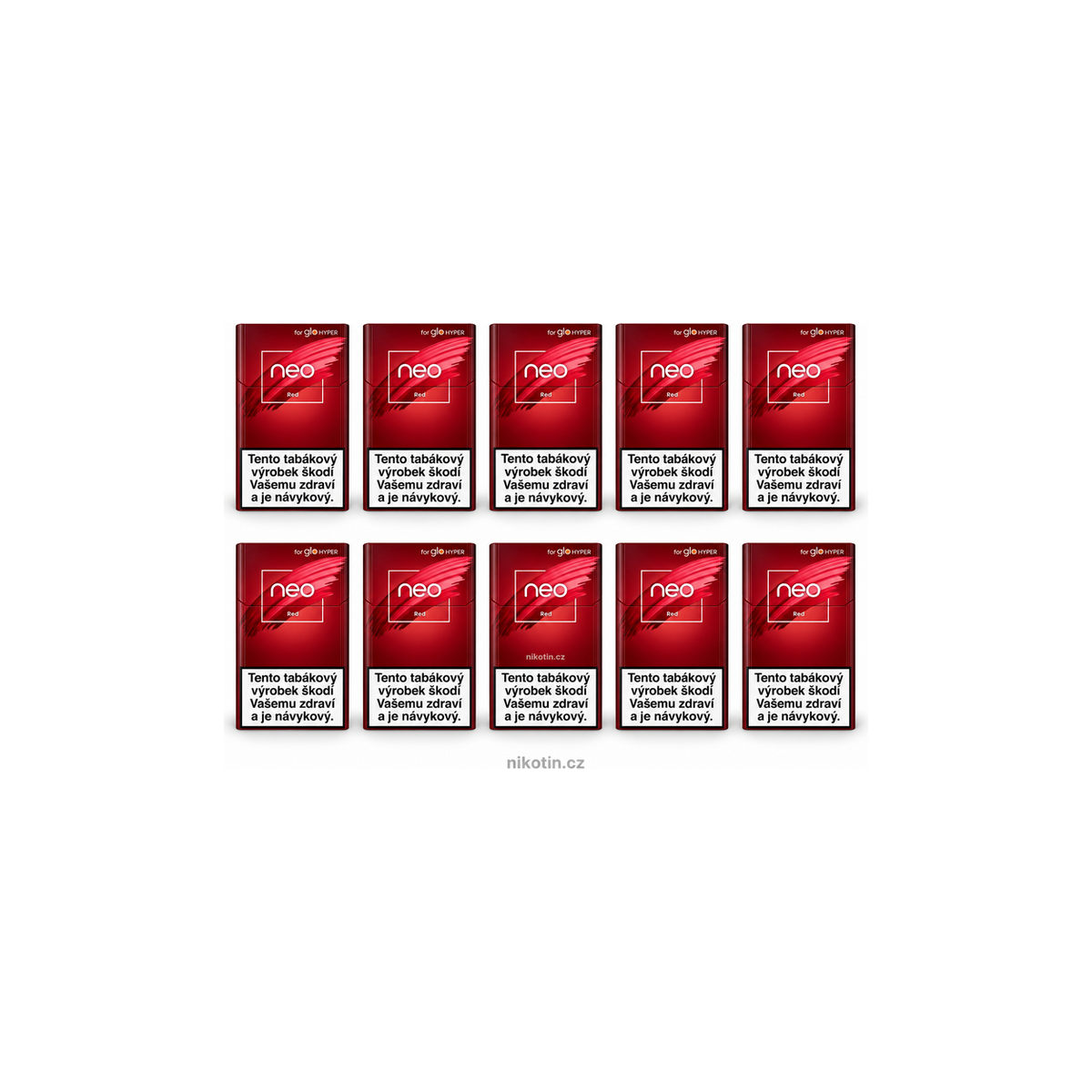 neo Red karton – 10 krabiček a 200 tabákových náplní určených pro zařízení glo Hyper
