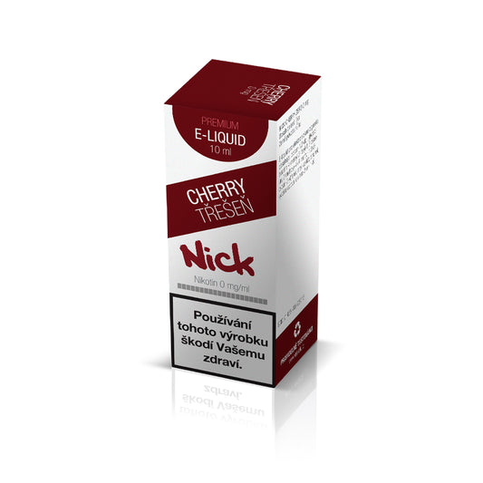 Nick Cherry e-liquid 10 ml bez nikotinu s ovocnou příchutí třešně pro plnitelné elektronické cigarety a POD systémy